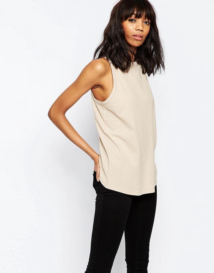 Asos Linen Look Sleeveless Tank - Putty