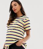 Asos Design Maternity T-shirt In Pretty Stripe - Multi