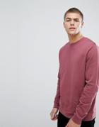 Asos Sweatshirt In Washed Burgundy - Red
