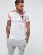 11 Degrees T-shirt In White With Floral Fade - White