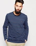 Farah T-shirt With Breton Stripe Long Sleeves - Navy