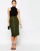 Love Structured Pencil Skirt - Khaki Green