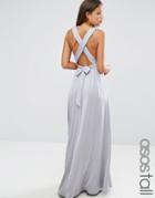 Asos Tall Slinky Ruched Tie Back Maxi Dress - Gray