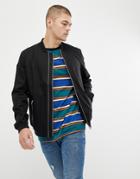 Asos Design Bomber Jacket With Dual Zip Opening In Black - Black