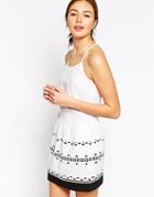 See U Soon Dress With Border Print And Cut Out Back Detail - Off White
