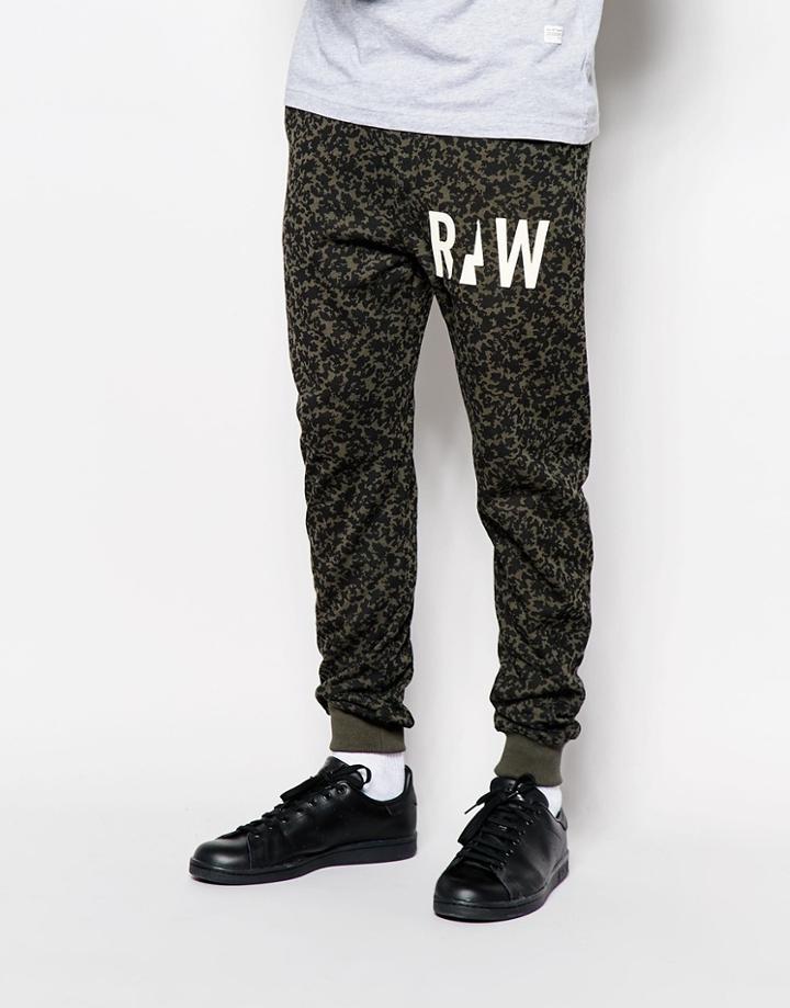 G-star Sweat Pants Micro Forest Tapered Fit Cuffed Asfalt Camo Print - Asfalt Ao