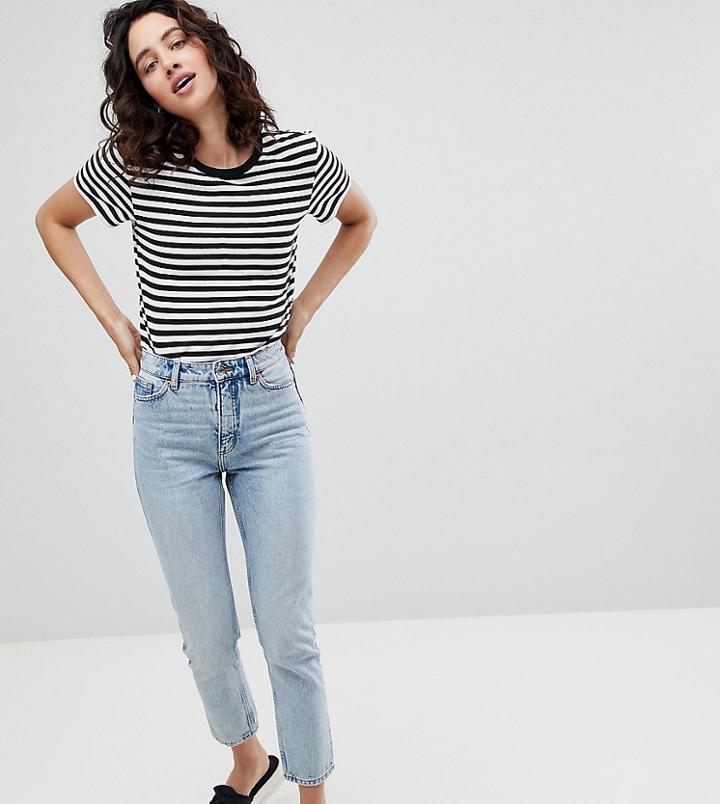 Monki Kimomo High Waist Mom Jeans With Organic Cotton In Light Wash Blue