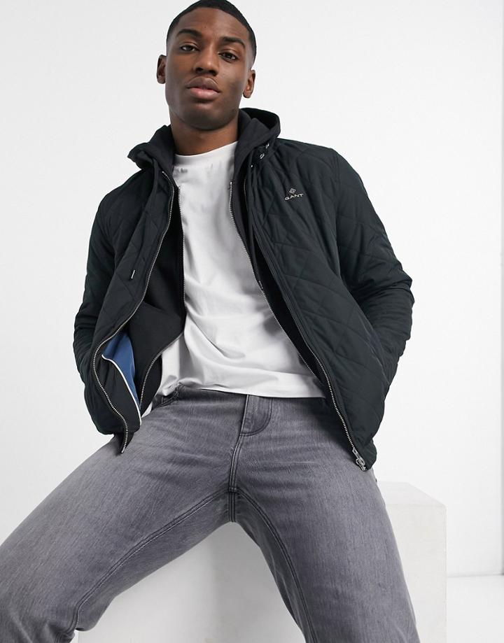 Gant Quilted Harrington Jacket In Black