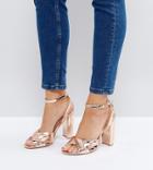 The March Rose Gold Block Heeled Sandals - Gold