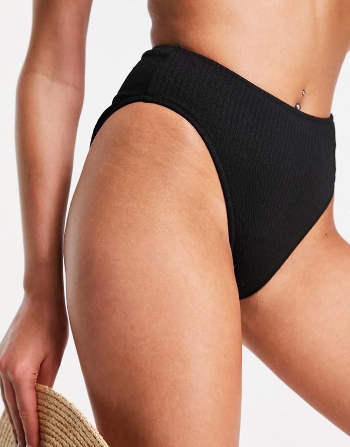 Miss Selfridge Crinkle Bikini Bottoms In Black