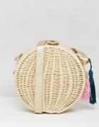 7x Circular Straw Bag - Beige