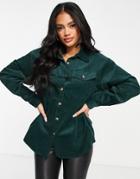 Na-kd Corduroy Shirt In Green - Part Of A Set