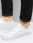 Asos Lace Up Sneakers In White Mesh - White