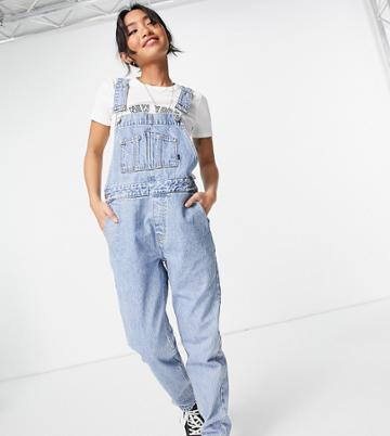 Dr Denim Petite Relaxed Fit Overalls In Light Retro-blues