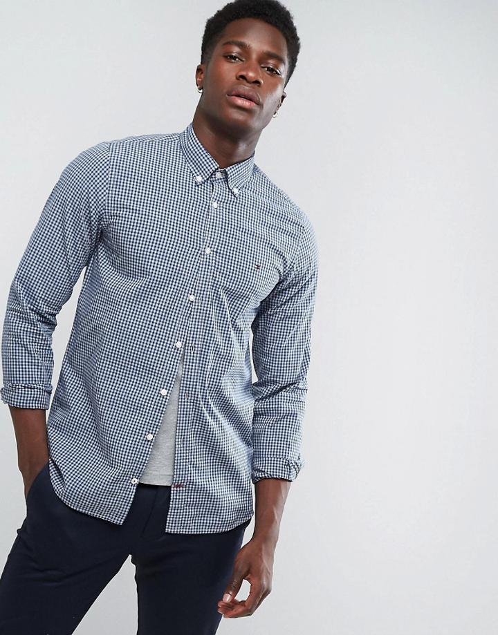 Tommy Hilfiger Buttondown Shirt In Slim Fit Navy Gingham - Navy