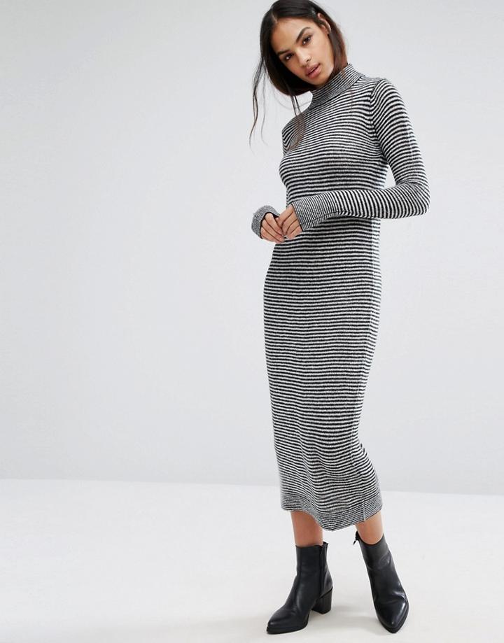 Minimum Moves Ribbed High Neck Sweater Dress - Black