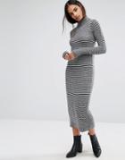 Minimum Moves Ribbed High Neck Sweater Dress - Black
