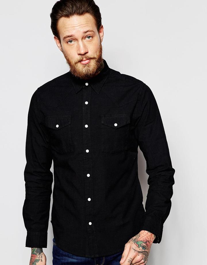 Edwin Denim Slim Fit Shirt Memphis Light Black Overdye - Black Overdye