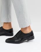 Asos Oxford Shoes In Black Leather With Emboss Panel - Black