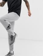 Adidas Training Logo Pants In Gray