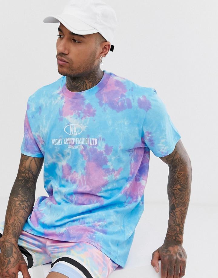 Night Addict Oversized Tie Dye T-shirt-blue