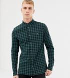 Farah Bobby Slim Fit Checked Jersey Shirt In Green - Green