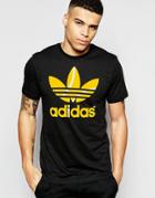 Adidas Originals T-shirt With Flock Trefoil Logo Aj7105 - Black