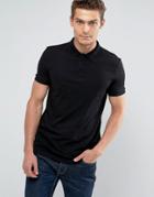 Asos Polo Shirt In Jersey In Black - Black