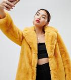 Na-kd Oversized Faux Fur Coat In Mustard-yellow