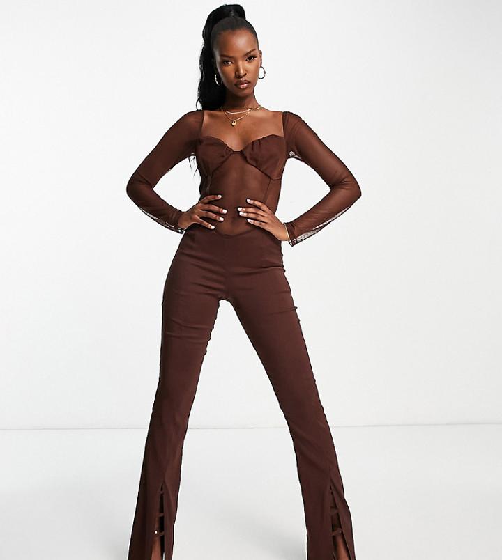 Asyou Bust Cup Jumpsuit In Chocolate-brown