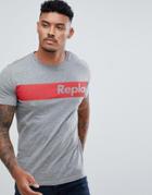 Replay Sport Stripe Logo T-shirt Gray - Gray