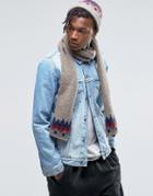 Asos Fair Isle Scarf In Mink Twist - Beige