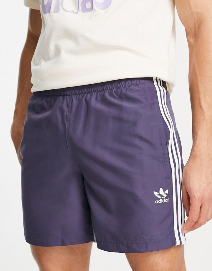 Adidas Originals Adicolor Three Stripe Swim Shorts In Navy