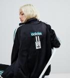Adidas Original Three Stripe Track Jacket With Vintage Logo In Black - Black