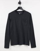 French Connection Long Sleeve Top With Pocket In Charcoal-grey