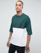 Asos Oversized T-shirt With Color Block - Green