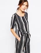 Vila Stripe Scoop Neck Shell Top - Black Stripe Co