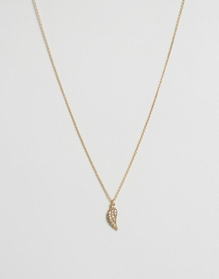 Orelia Crystal Detail Wing Necklace - Gold