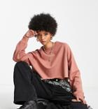 Asos Design Tall Crop Sweatshirt With Seam Detail In Rust-brown