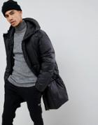 Asos Design Oversized Puffer Jacket With Detachable Mittens In Black - Black
