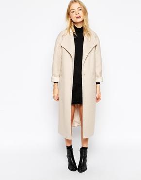 Asos Duster Coat In Textured Wool - Stone