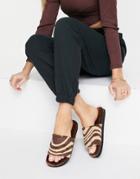 Monki Zebra Recycled Faux Fur Slippers In Brown