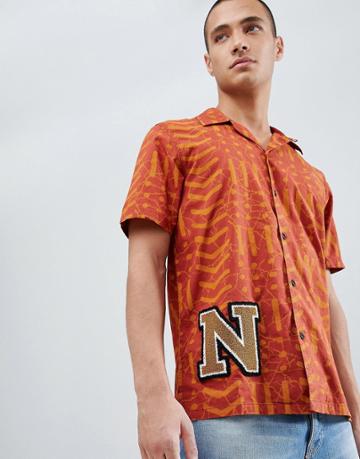 Nudie Jeans Co Brandon Short Sleeve Batik Shirt - White