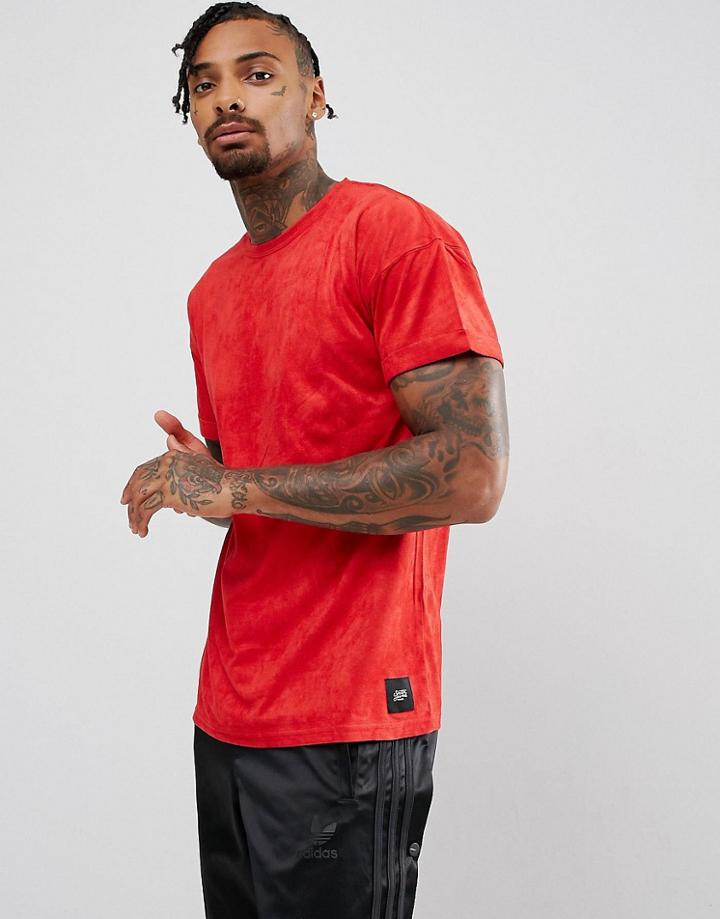 Sixth June Oversized T-shirt In Red Suedette - Red