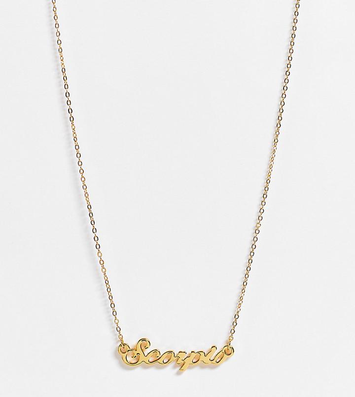 Asos Design 14k Gold Plated Necklace With Zodiac Scorpio Pendant