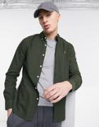 Farah Brewer Slim Fit Cotton Oxford Shirt In Green - Mgreen