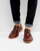 Asos Derby Shoes In Brown Leather With Natural Sole - Brown