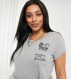 Brave Soul Plus Doggy Slogan T-shirt-grey