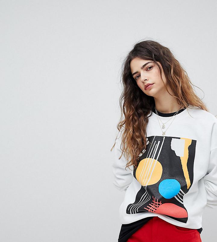 Reclaimed Vintage Inspired Graphic Print Sweatshirt - White