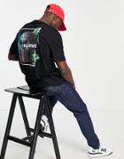 Selected Homme Organic Cotton Blend Oversized T-shirt Skull Back Print In Black